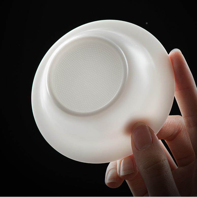 陶瓷ZRX过滤中具国白素器烧羊脂玉全瓷孔冰茶漏滤组种玉瓷茶隔茶