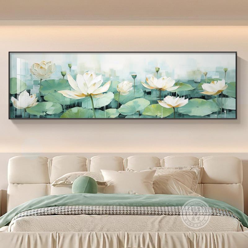 新中xwC5986x式荷卧花卧床装饰头画横版莲花室客厅壁画温馨主房间
