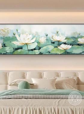 新中xwC5986x式荷卧花卧床装饰头画横版莲花室客厅壁画温馨主房间