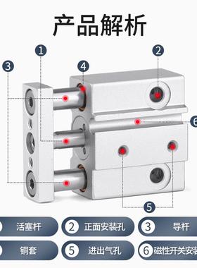 MC微型三轴3带导杆气缸MGJ6-5/10/15/20MG246J10-5/10/S1520//25/