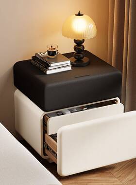 实木床头柜创可拼BEY接22家5新款卧室用床边柜小0型皮质床头收意