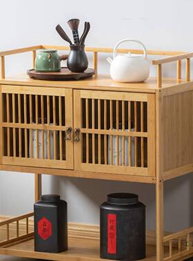 日式餐柜博茶台桌小边边柜OZN茶水物柜置架现代简约茶具收纳架古