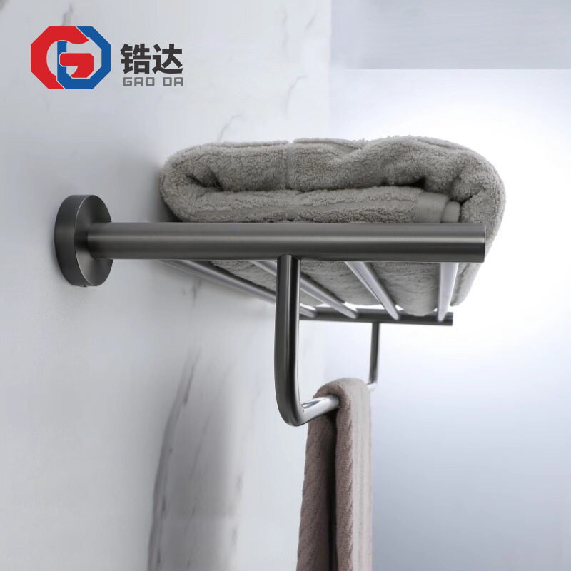 不锈钢卫生间圆形毛巾架洗手间毛巾杆挂杆浴巾架浴室墙壁毛巾挂架