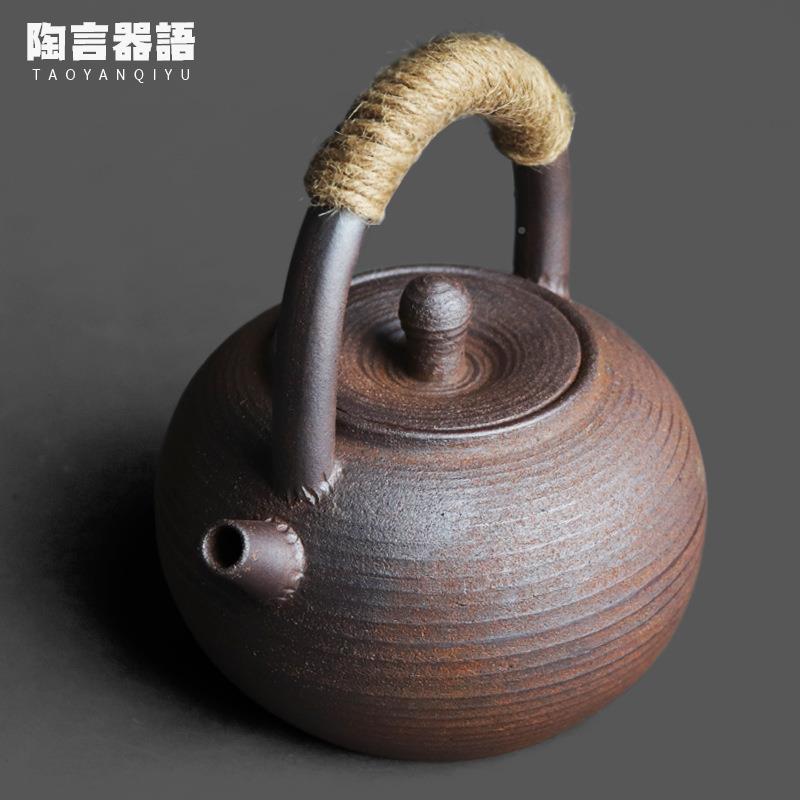 矿陶泥材岩质煮茶提炉梁CH茶壶手工复古火粗陶围炭电陶炉烧水单壶