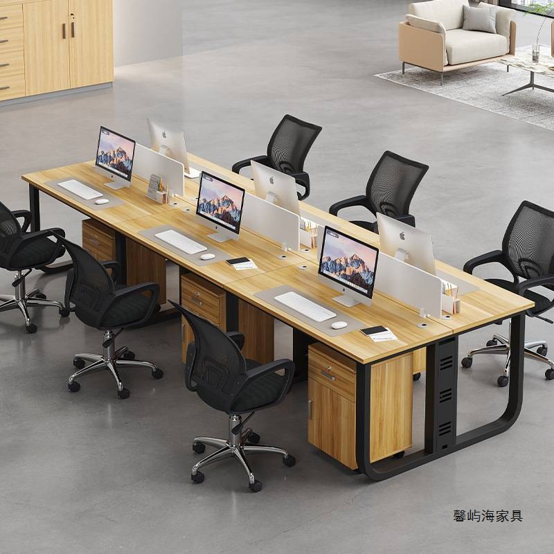 现代简约办公桌员工位办公室四人位4/6人屏风卡座白色职员工作桌