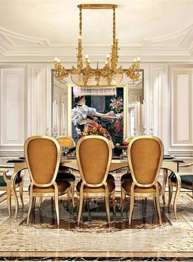 法式晶全长方形吊灯华餐厅欧铜式奢复古别70554墅水高档饭厅餐桌