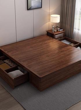 实木床.m小户型头8床落地储物1收纳床tb-86027床气压高箱床