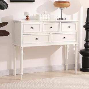 玄柜实木美式收纳储物柜厅门柜卧室客靠墙小厅柜子J75桌黑关色装