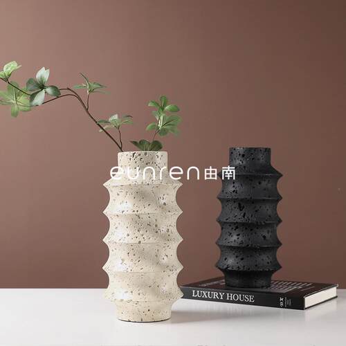 现简极轻QHV奢洞石花代装饰品瓶家居茶创几意艺术插花器样板房间