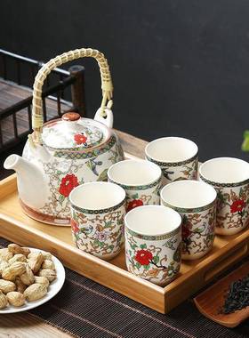 汝窑茶具套装大茶壶茶盘陶瓷青花厂功ETQ夫提号梁壶家用约家直瓷