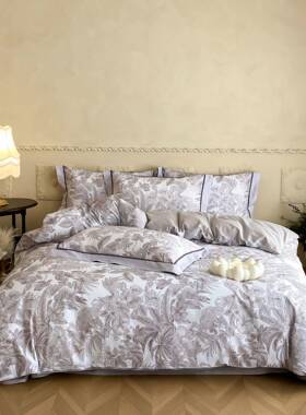 类60S长绒棉花全棉四件套205秋冬新款磨毛被罩花卉床印品A南lb202