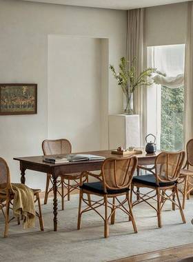 |东亚藤艺天然真藤藤创意编餐南台书桌椅客厅家用F97SMMJ6阳休闲