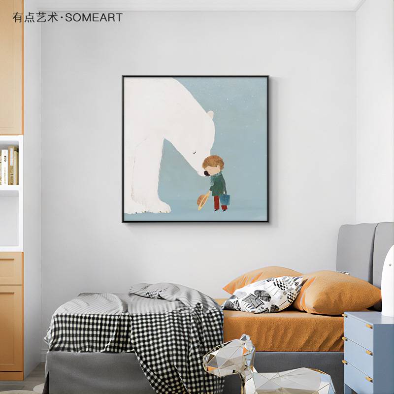 现代简约卡通狮子客厅玄关装饰画温馨儿童房墙上壁画卧室床头挂画图片