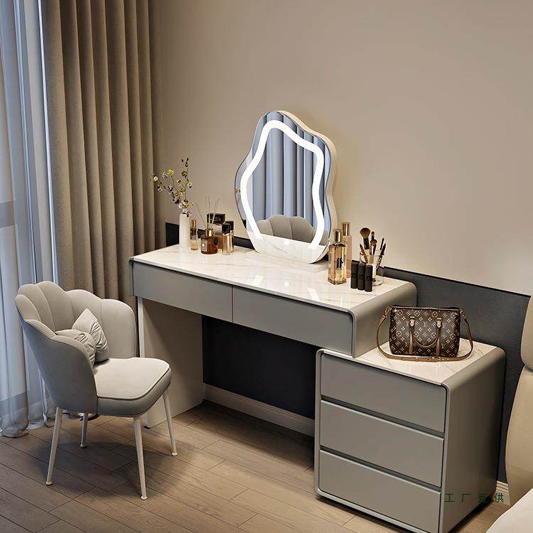 实木岩板梳妆台卧室现代约小户感型奢707化妆桌斗轻柜一简体家用