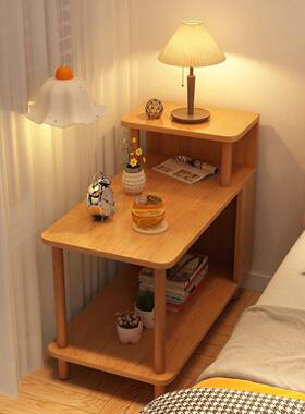 床头柜子置物架现代简约窄XJV小型极简易实木室网红床边柜卧纳替