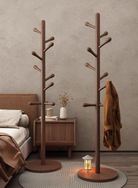 式胡桃色实衣帽架落地木挂v666gf衣架加粗简约卧室新中木质挂衣黑
