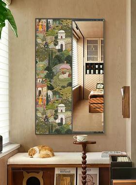 中风穿镜装古全饰画客厅隐形身镜挂画奶油风隐藏式al202403推拉镜