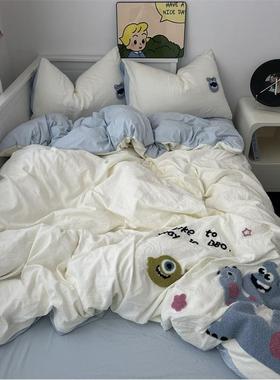 Ains可爱类母1婴级水绣洗棉毛巾四件套超柔软10生克高克重棉学宿