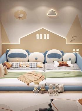 拼接亲13834子床一家简四口榻榻布艺床现代约互不米打扰主卧超大