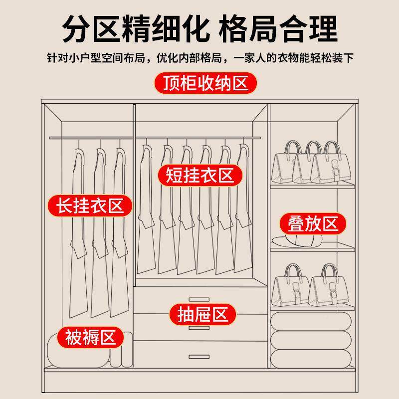 衣柜简家用卧室易组BSYG装收纳挂橱小户型寓宿舍租房胡桃带抽柜衣