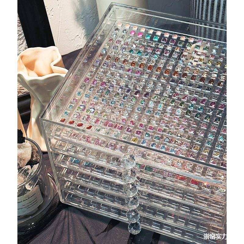 纳子别墅新款亚克力收纳现货华子GBL美华甲钻小饰品抽屉整收美甲