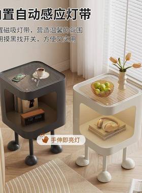 带可爱奶油HET风床头柜灯床家用卧室头边柜简置物架子小茶几约边