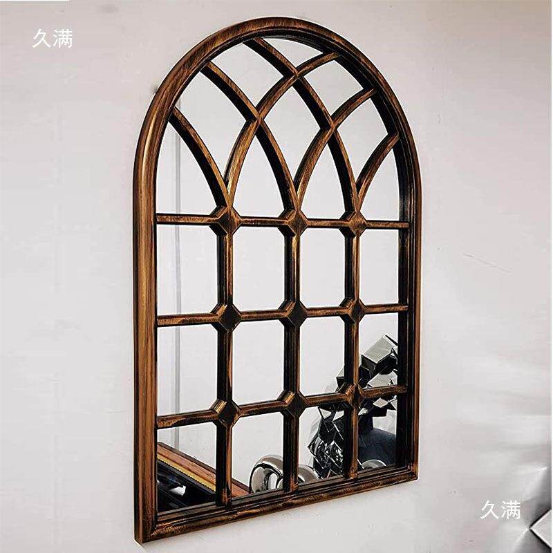 假窗户装挂饰镜餐厅壁客厅挂美式艺术木复古做旧墙餐529边质墙面