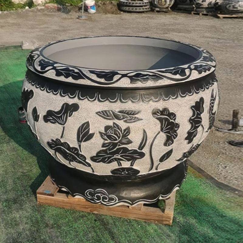 花石雕鱼缸石花盆02177养鱼荷缸门海石缸石庭院鱼池仿古青石材头