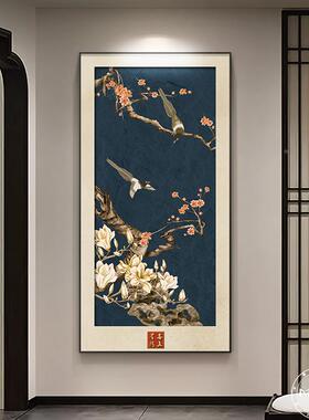 松鹤延年新端中式入户CMO正画对门玄关装饰画高大气挂道画走廊过