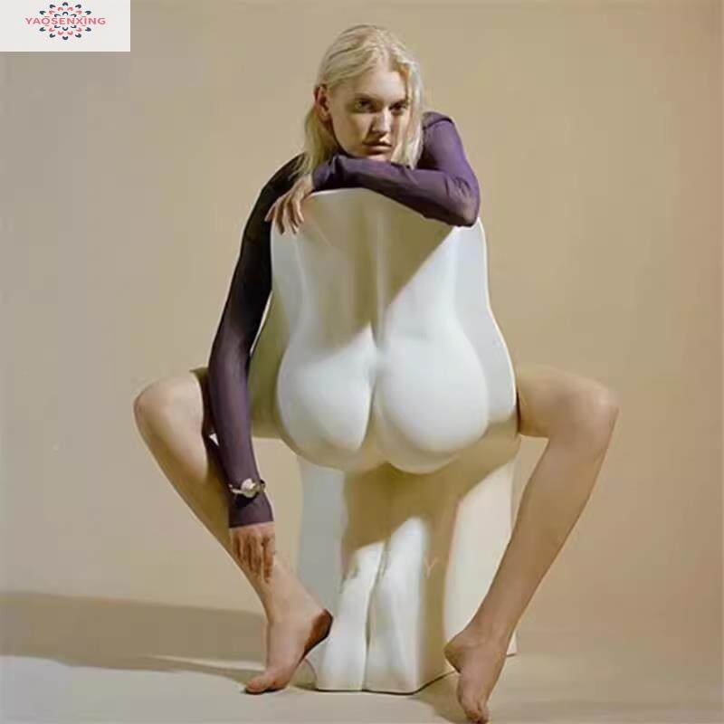 网设计师款他厅VUE椅和她造椅玻璃钢客创意红法式休闲人体型餐椅