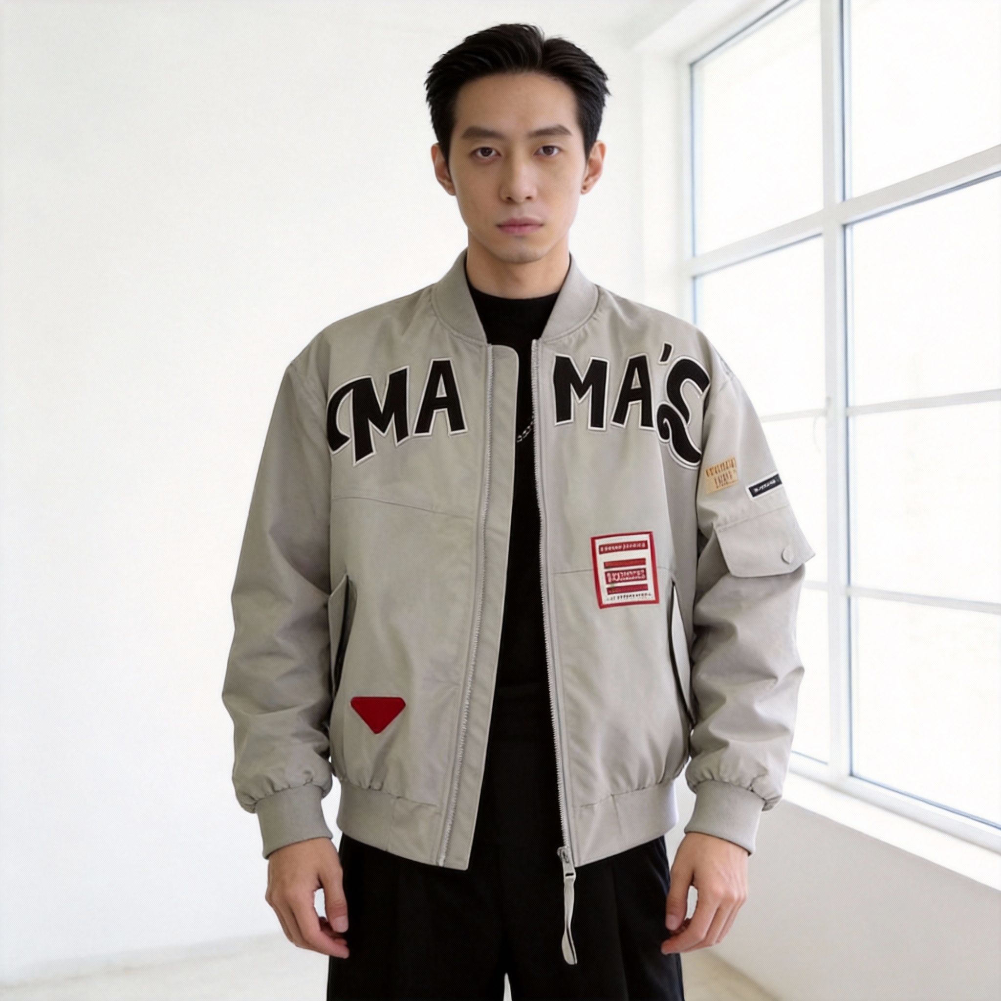 春秋冬棒球领重工酷帅刺绣贴布夹克小伙简约帅气外套男,男装,夹克,淘宝优惠券,粉丝福利购,淘宝优惠卷