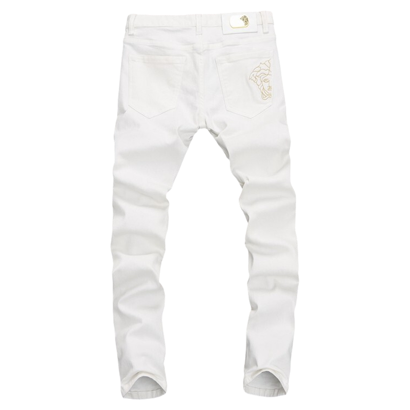2026春秋冬新款 男士修身刺绣白色牛仔裤,男装,牛仔裤,淘宝优惠券,粉丝福利购,淘宝优惠卷