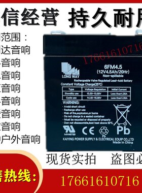 LONGWAY龙威蓄电池6FM4.5 12V4.5AH 万利达户外音响专用5AH用电瓶