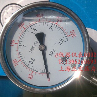 YN100BF 350Psi 全不锈钢耐震压力表 防腐压力表 2.5Mpa