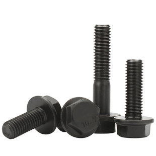 M6M8M10M12 10.9级法兰外六角螺栓高强度六角自带垫螺丝黑GB5789