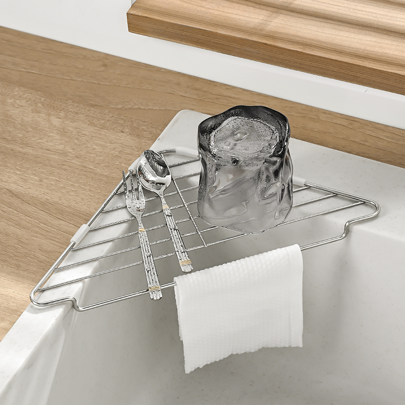 厨房沥水架 三角水槽置物架304不锈钢浴室卫生间洗漱杯子收纳架子