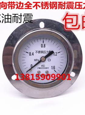 YN60ZTBF轴向不锈钢压力表耐震 氨用 面板式法兰边y60bfzt抗震2分