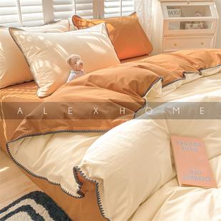 ALEX日式 非全棉纯棉床单被套被罩床笠床上三件套 水洗棉四件套夏季