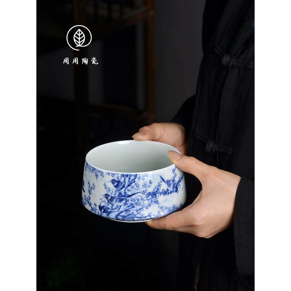 景德镇彷古青花花鸟茶洗家用茶渣罐陶瓷废水罐茶道配件,3C数码配件,USB多功能数码宝,淘宝优惠券,粉丝福利购,淘宝优惠卷