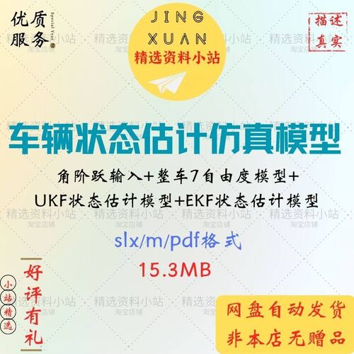 汽车整车辆状态估计matlab仿真模型计算说明七自由度UKF EKF资料