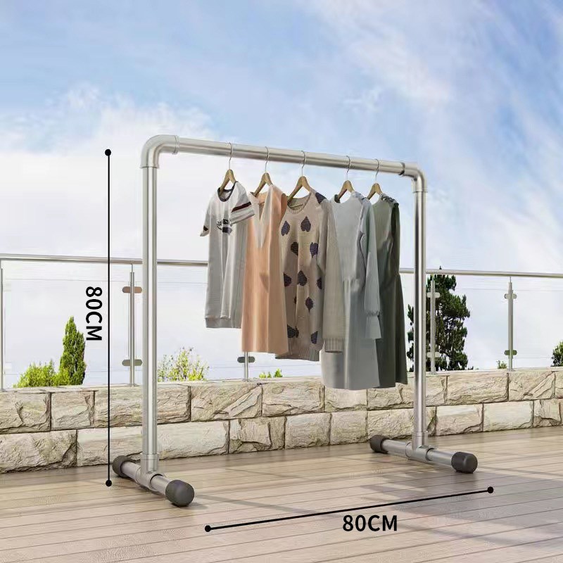 晾衣架加粗加厚衣架落地立式单杆防风可移动家用室外阳台衣架水管