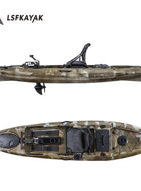 滚塑皮划艇塑料脚踏船塑料硬艇 3.66米单人脚踏船 12尺脚踏皮划艇