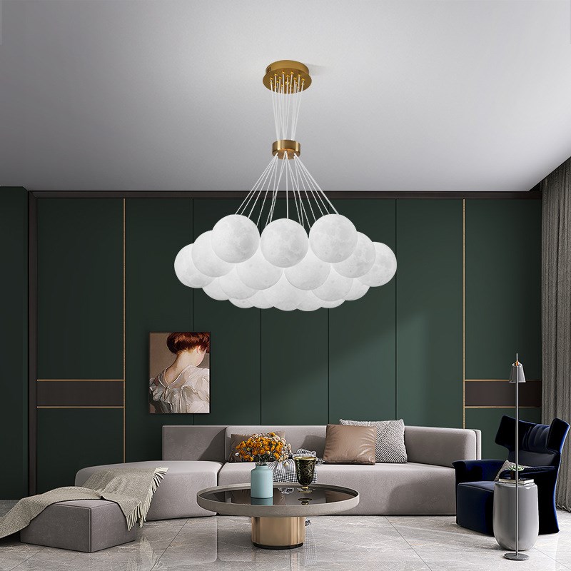 客厅吊灯现代简约泡泡球餐厅卧室灯设计师创意3d打印月球儿童房灯