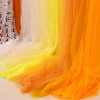 橘黄色纱幔秋季氛围感场景布置幼儿园秋收环创装饰背景布料软网纱