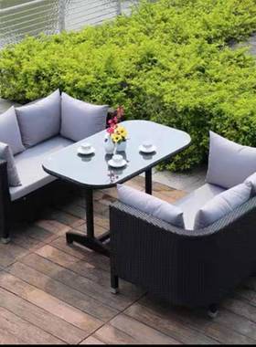 户外闲天沙发组JAI合花园休露台藤椅庭阳台双人沙发藤编露仿藤沙