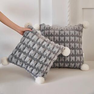 2025款新秋冬轻奢婉仿毛兔立体蝴蝶花抱28813枕约被