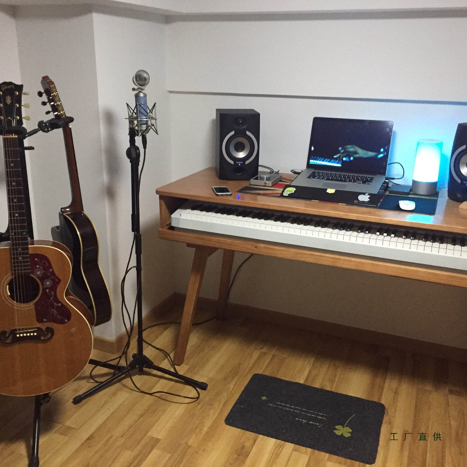88键电钢实木工作台 midi 音乐工作室桌带活动声卡机柜琴桌编曲桌