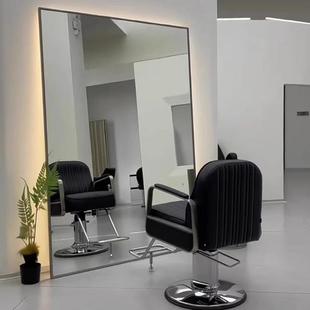 网红潮款 美发店剪地发ERM发廊美单面落专带灯挂墙发镜理用发店镜