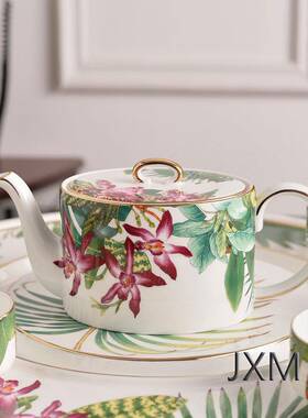 热2O-1387025新瓷款豪华现圆形陶茶盘带代雨林家用小型茶托盘排水