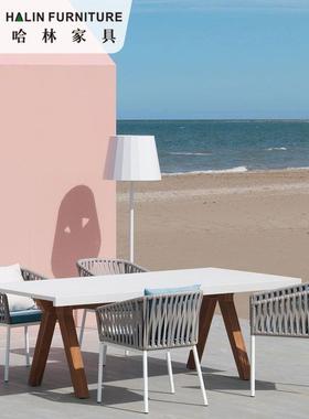 HL-1016简编藤桌椅组合酒店阳台花园外休约闲藤家椅餐厅单人椅户